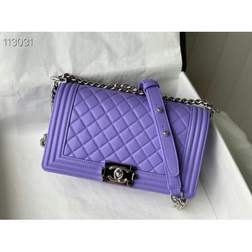 Chanel Le Boy Flap Sac à bandoulière en cuir d'origine A67086 violet