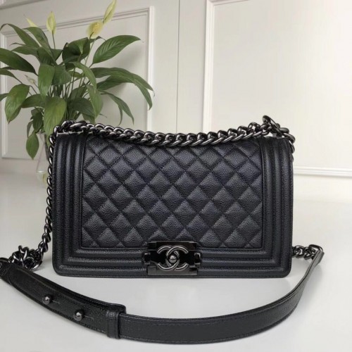 Chanel Leboy Original Sac à bandoulière en cuir de veau A67086 noir Gun-Tone Metal