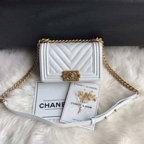 Chanel Leboy Original Caviar sac à bandoulière en cuir A67085 chaîne en or blanc