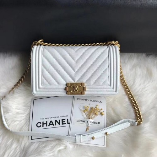 Chanel Leboy Original Caviar sac à bandoulière en cuir A67086 chaîne en or blanc