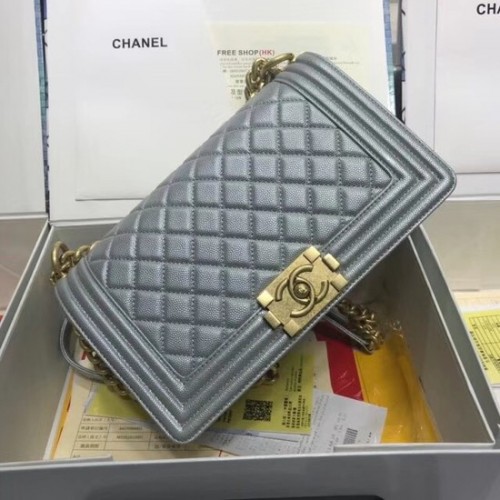 Chanel Leboy Original sac à bandoulière en cuir caviar A67086 chaîne en or argenté