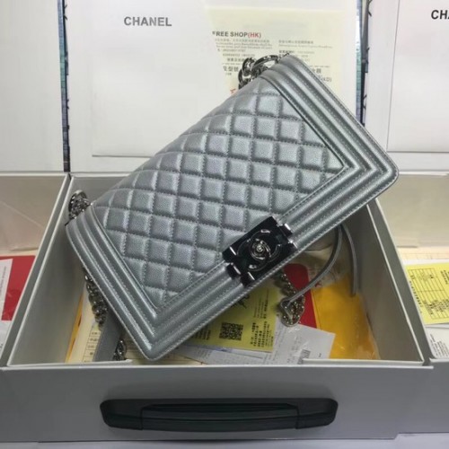 Chanel Leboy Original sac à bandoulière en cuir caviar A67086 argent chaîne en argent