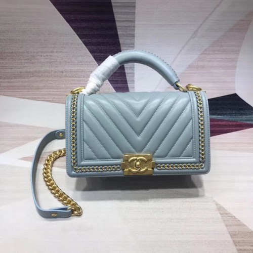 Chanel Leboy Original Sac à bandoulière en cuir V67086 or bleu clair -Tone Metal