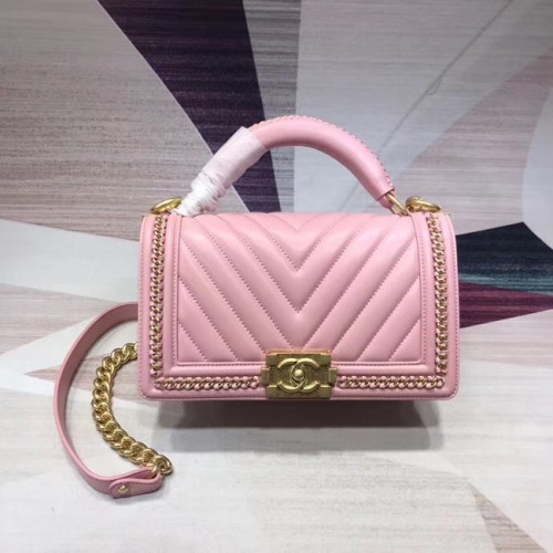 Chanel Leboy Original Sac à bandoulière en cuir V67086 or rose -Tone Metal