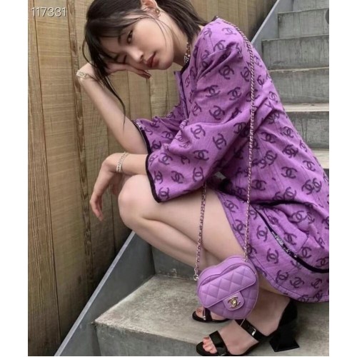 Chanel 2022S Love Heart Original Sac à Bandoulière en Cuir d'Agneau AS3191 Violet