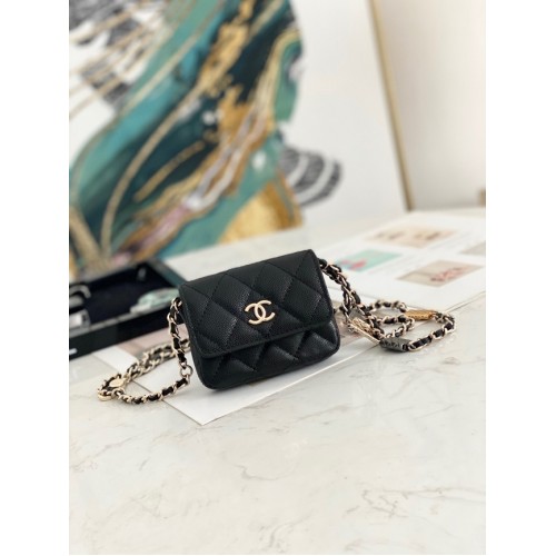 Chanel MINI SAC BANANE Métal Doré 81161 NOIR