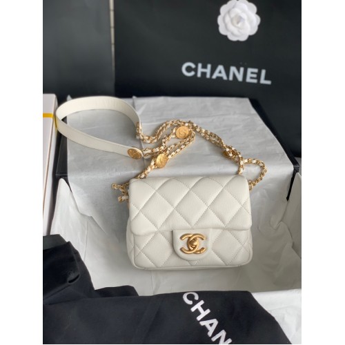 Chanel MINI SAC À RABAT AS3368 blanc