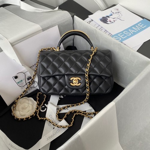 Chanel MINI SAC À RABAT AVEC POIGNÉE SUPÉRIEURE AS2431 noir