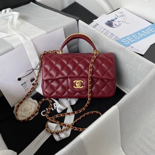 Chanel MINI SAC À RABAT AVEC POIGNÉE SUPÉRIEURE AS2431 rouge