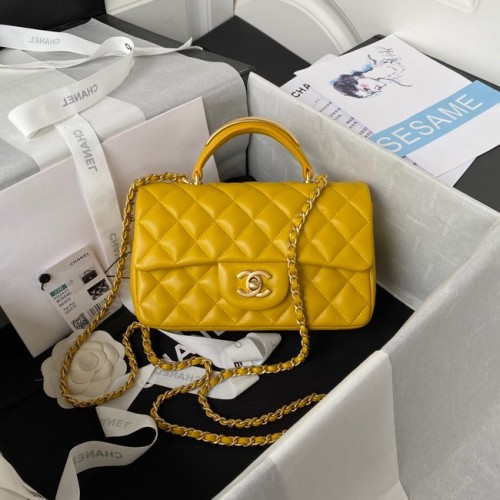 Chanel MINI SAC À RABAT AVEC POIGNÉE SUPÉRIEURE AS2431 jaune