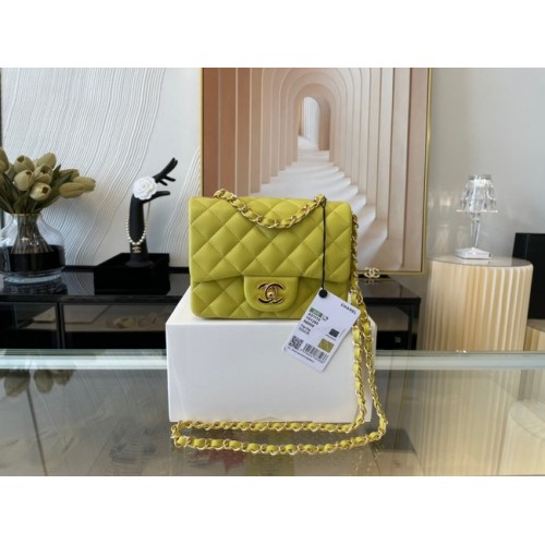 Chanel MINI Sac à Rabat Original en Cuir de Mouton 1115 Citron
