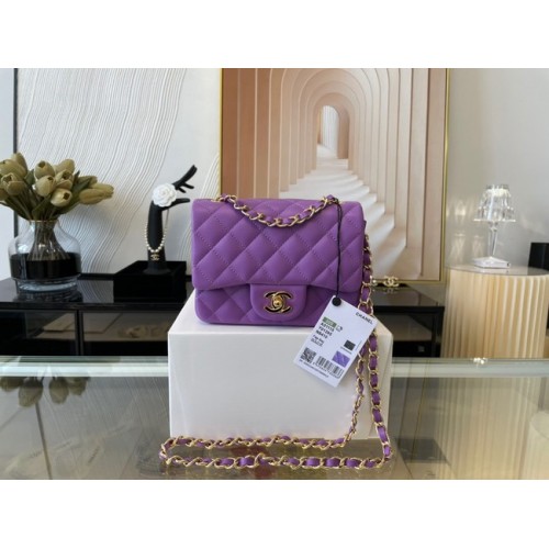 Chanel MINI Flap Bag Original en cuir de mouton 1115 violet