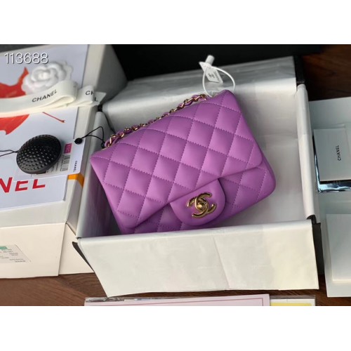 Chanel MINI Flap Bag Original en cuir de mouton 1115 violet