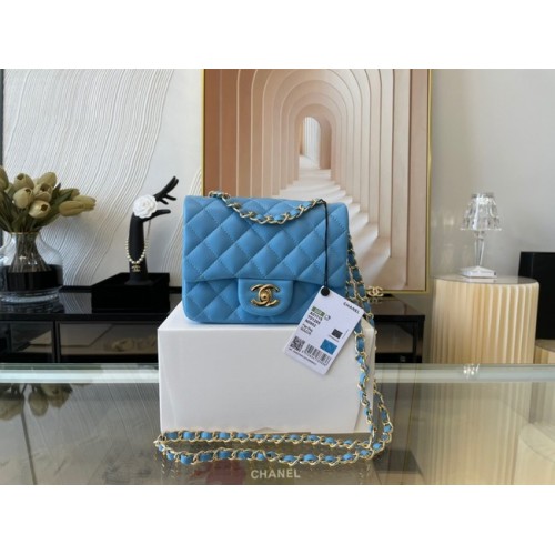 Chanel MINI Flap Bag Original en cuir de mouton 1115 bleu ciel