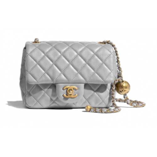 Chanel MINI Flap Bag Cuir Mouton Original AS1786 Gris clair