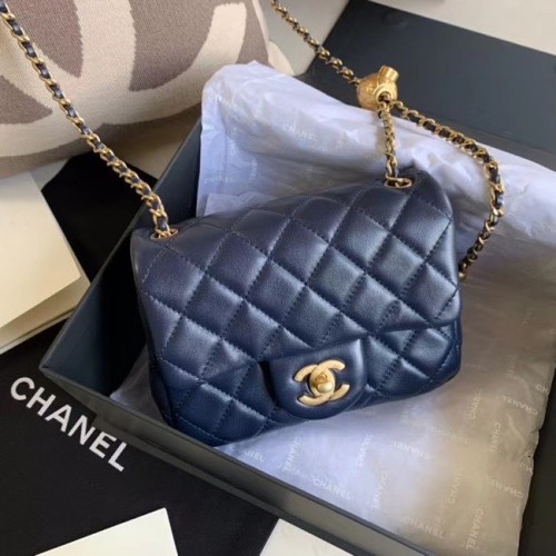 Chanel MINI Sac à Rabat Original en Cuir de Mouton AS1786 Bleu Marine