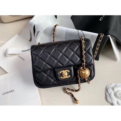 Chanel MINI Flap Bag Original en cuir de mouton AS1786 noir