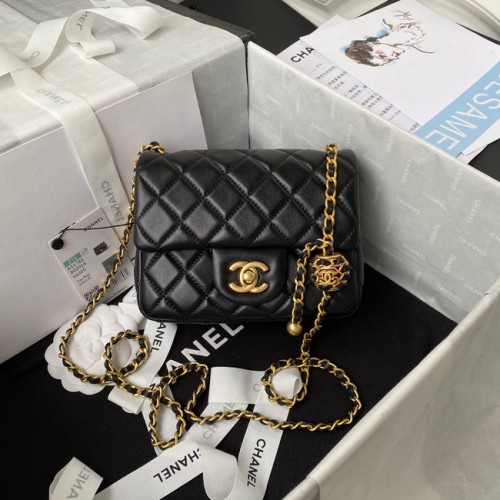 Chanel MINI Flap Bag Original en cuir de mouton AS1786 noir