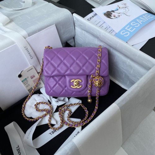 Chanel MINI Flap Bag Original en cuir de mouton AS1786 violet