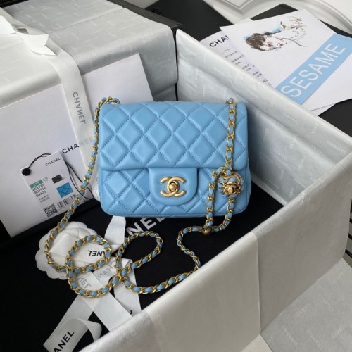 Chanel MINI Flap Bag Original en cuir de mouton AS1786 bleu ciel