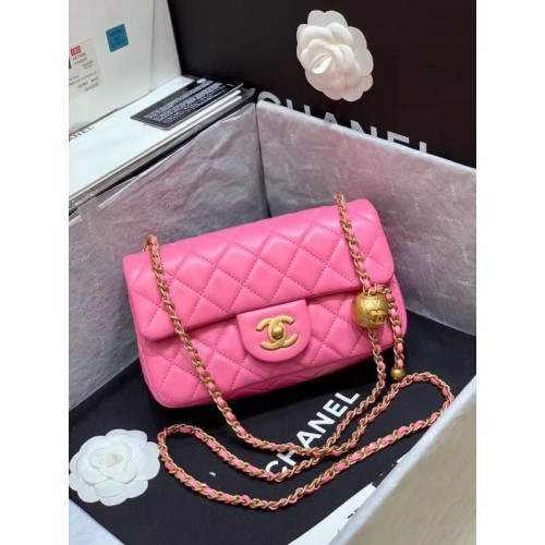 Chanel MINI Sac à Rabat Original en Cuir de Mouton AS1787 Rose