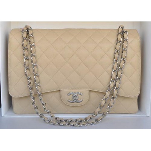 Chanel Maxi Sac Classique A36098 Motif Cannage Abricot Argent