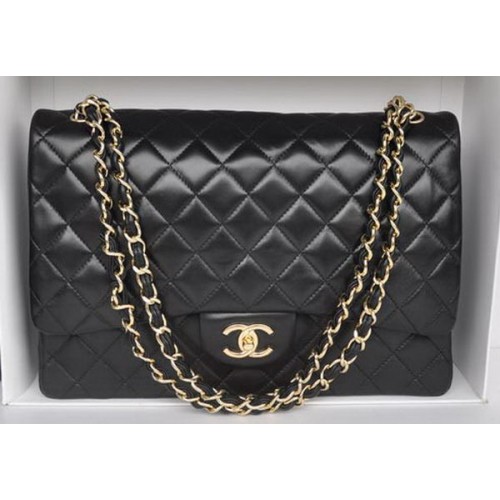 Chanel Maxi Sac Classique A36098 Mouton Noir Doré
