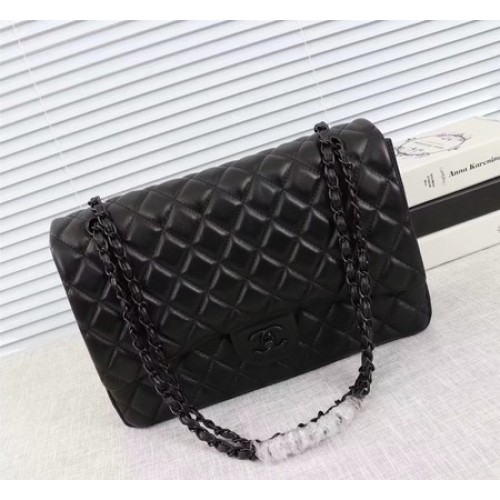 Chanel Maxi Sac à rabat classique en cuir de mouton A58601 Noir