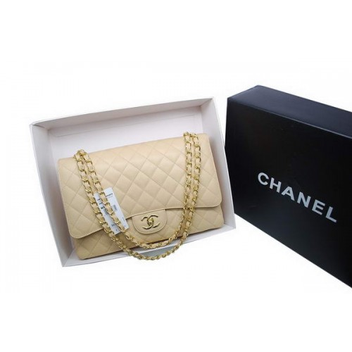 Chanel Maxi Double Rabats Sac A36098 Abricot Original Cuir Caviar Doré