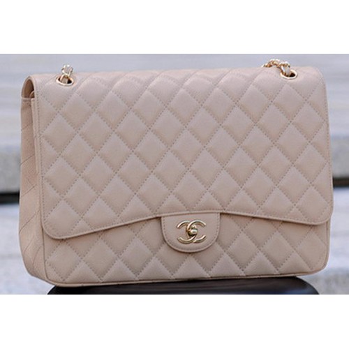 Chanel Maxi Sac à Rabat Classique Matelassé Motif Cannage Abricot A58601 Doré