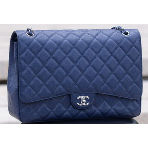 Chanel Maxi Sac à rabat classique matelassé Royal Cannage Pattern A58601 Argent