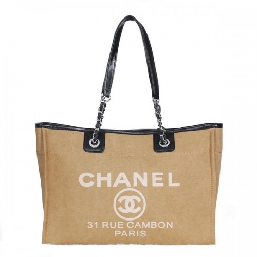 Chanel Sac Shopping Moyen Toile A2043 Abricot