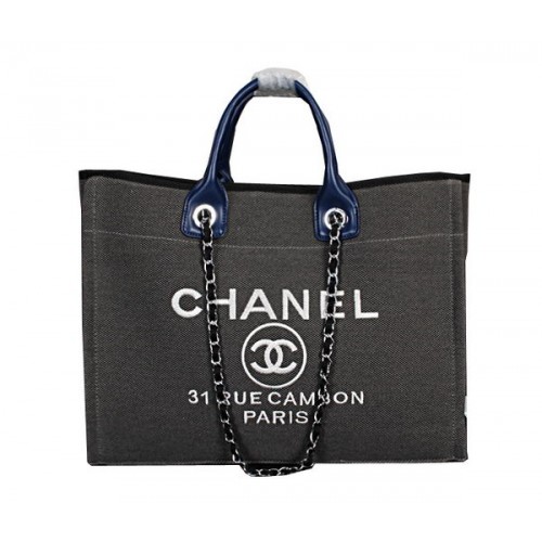 Chanel Sac Shopping Moyen Toile A67012 Gris