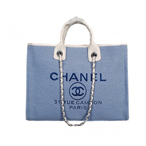 Chanel Sac Shopping Moyen Toile A67012 Bleu Clair
