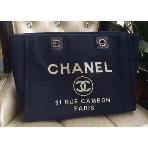 Chanel Sac fourre-tout moyen en toile A1679M Noir
