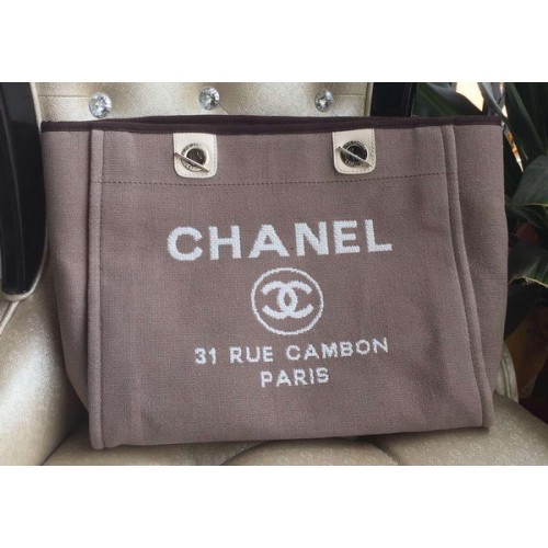 Chanel Sac fourre-tout moyen en toile A1679M Gris