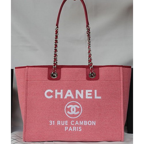 Chanel Sac cabas moyen en toile A67001 Rose