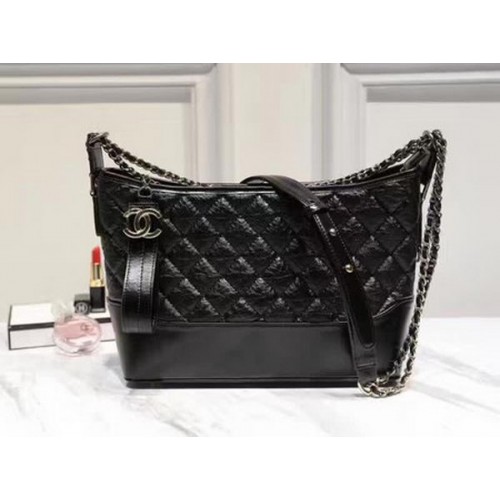 Chanel Sac à bandoulière moyen en cuir de mouton A93826 Noir