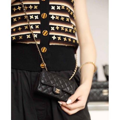 Chanel Mini sac en cuir d'origine 1116 Noir