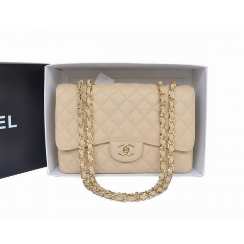 Chanel Original Sac à rabat en cuir caviar d'abricot A28600 Doré