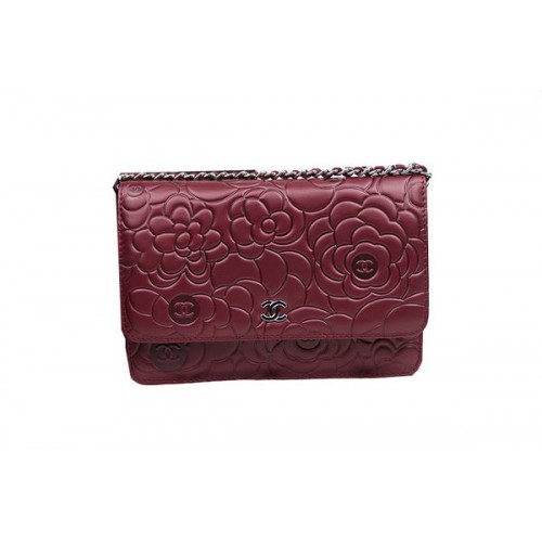 Mini sac à rabat en cuir de camélia Chanel Original CHA33814 Bordeaux