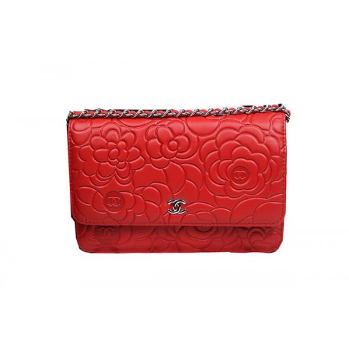 Mini sac à rabat en cuir de camélia Chanel Original CHA33814 Rouge