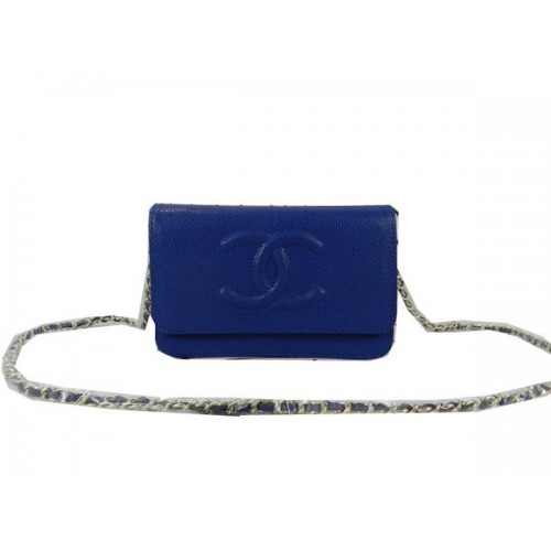 Chanel Original Cannage Patterns Mini sac à rabat en cuir CHA48654 Bleu