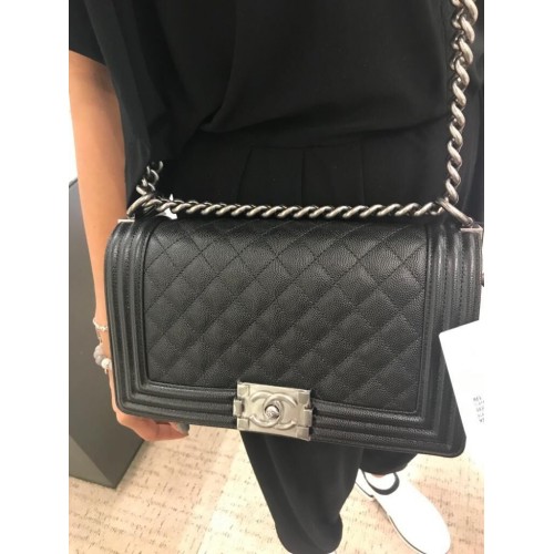 Chanel Original Caviar Leather Boy Flap Sac à bandoulière Noir A67086 Argent