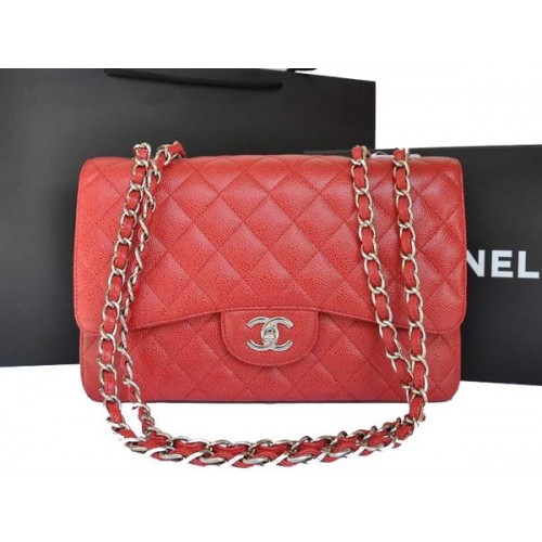 Chanel Original Caviar Sac à rabat en cuir A28600 Rouge