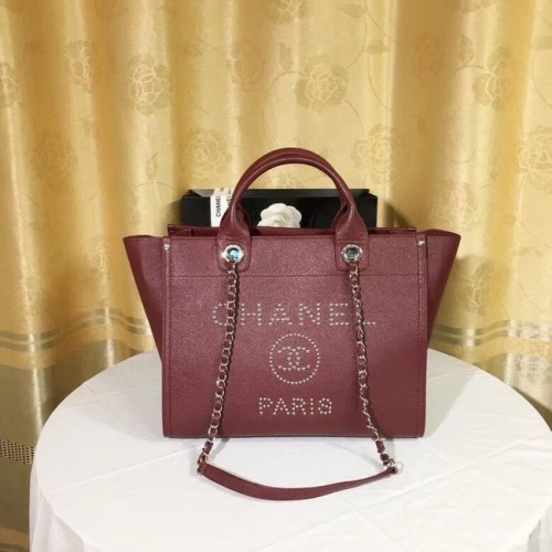 Chanel Original Caviar Leather Tote Shopping Bag 92565 rouge