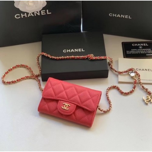 Pochette Chanel Original en cuir de veau grainé 81081 rouge
