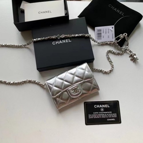 Pochette Chanel Original en cuir de veau grainé 81081 argent