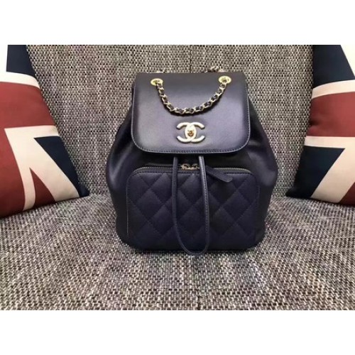Chanel Sac à dos en cuir d'origine CHA2590 Noir