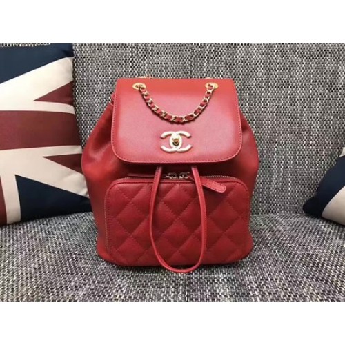 Chanel Sac à dos en cuir d'origine CHA2590 Rouge